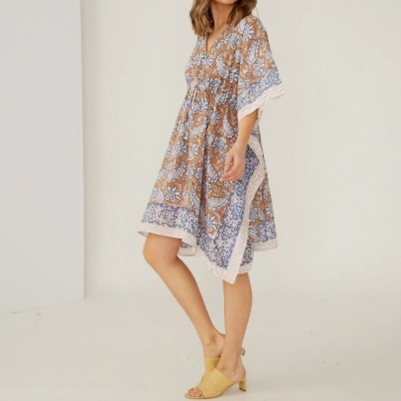 India Hicks Dresses & Skirts - New India Hicks Cotton Paisley Caftan Dress Swim Cover Up One Size bin 4H